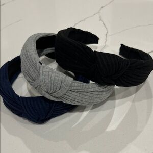 Stylish Black, Gray, and Blue Headband Set